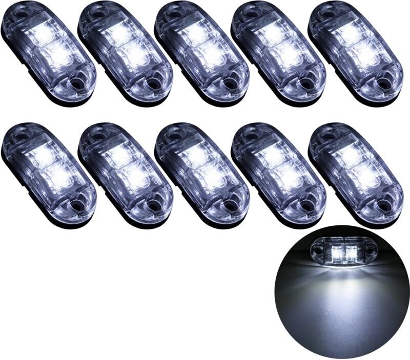 10 x 2 LED-Seitenmarkierungsleuchten, 12/24 V, LED-Umrissleuchten, Anhänger-Seitenleuchte, Warnleuchte für LKW, Wohnmobi...