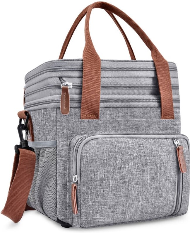 Lunchtasche, 15 l isolierte Lunchtasche, große, tragbare, doppellagige isolierte Lunchtasche für Damen und Herren und Pi...