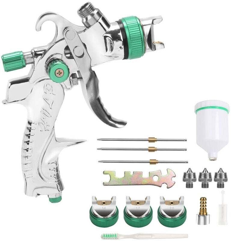 ALOVZE HVLP-Farbspritzpistole mit Schwerkraftzufuhr, pneumatische Luftspritzpistole, 1,4 mm/1,7 mm/2,0 mm, 3 Düsengrößen