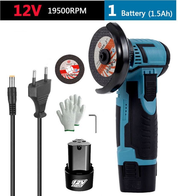 12V 76mm bürstenloser Winkelschleifer 19500rpm wiederaufladbare 1500mAh Batterie Mini Diamantschneidpoliermaschine