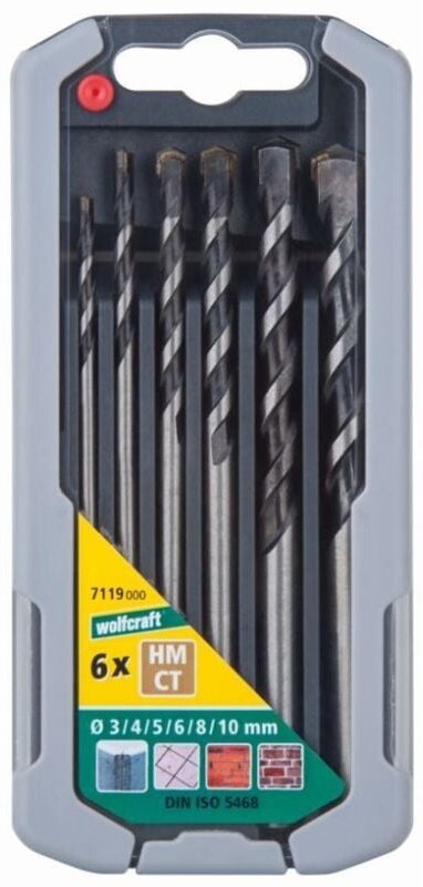 Wolfcraft - Betonbohrer-Set hm Professional 6-teilig ø 3 - 10 mm Rundschaft Bohrersets