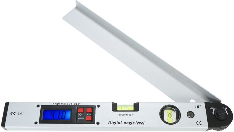 225-Grad-Winkellineal mit elektronischer Wasserwaage, 400 mm, rechtwinkliges Zimmermannslineal, Digitalanzeige, Winkelve...