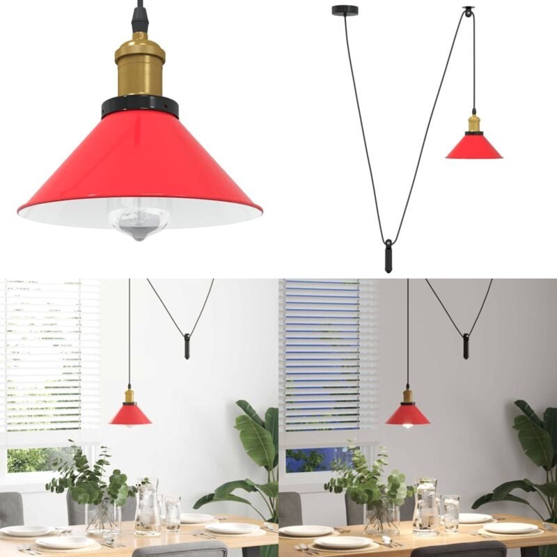 Pendelleuchte Höhenverstellbar E27 Rot Glänzend ø 22 cm Metall - Vidaxl