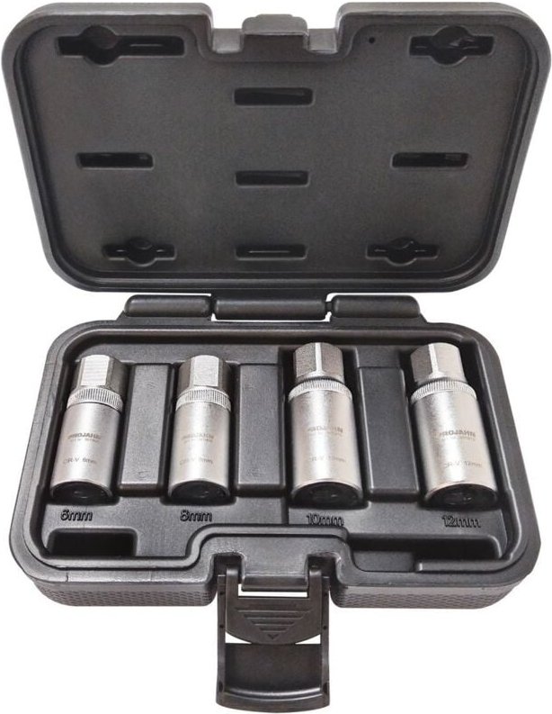 1/2 (12.5 mm) Steckschlüssel-Satz für Gewindestangen, Stockschrauben und Stehbolzen M6-M8-M10-M12 4-teilig - Projahn