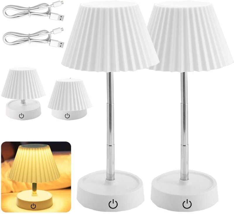 2er-Pack wiederaufladbare LED-Tischlampen per USB – dimmbare Touch-Teleskop-Tischlampe – Nachttischlampe für Nachttisch,...