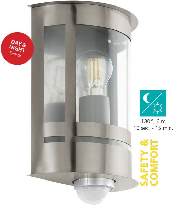 Eglo Außenwandleuchte Tribano E27 edelstahl mit Bewegungsmelder Außen-Wandleuchte