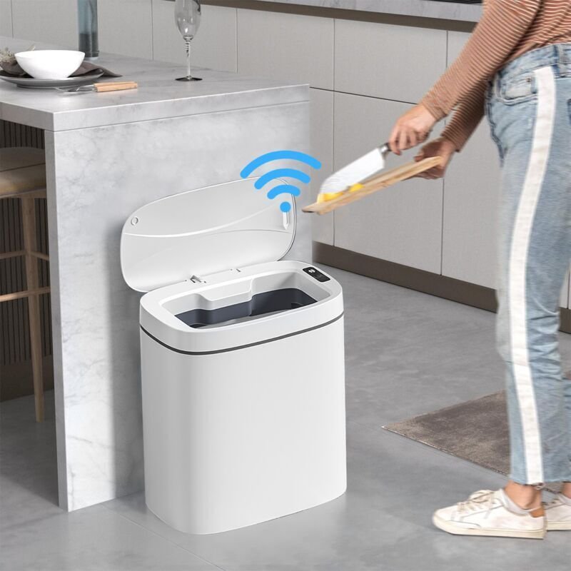 Intelligenter Abfalleimer, 14 l, automatischer Abfalleimer mit Geruchsmelder, berührungsloser Deckel für Bad, Schlafzimm...