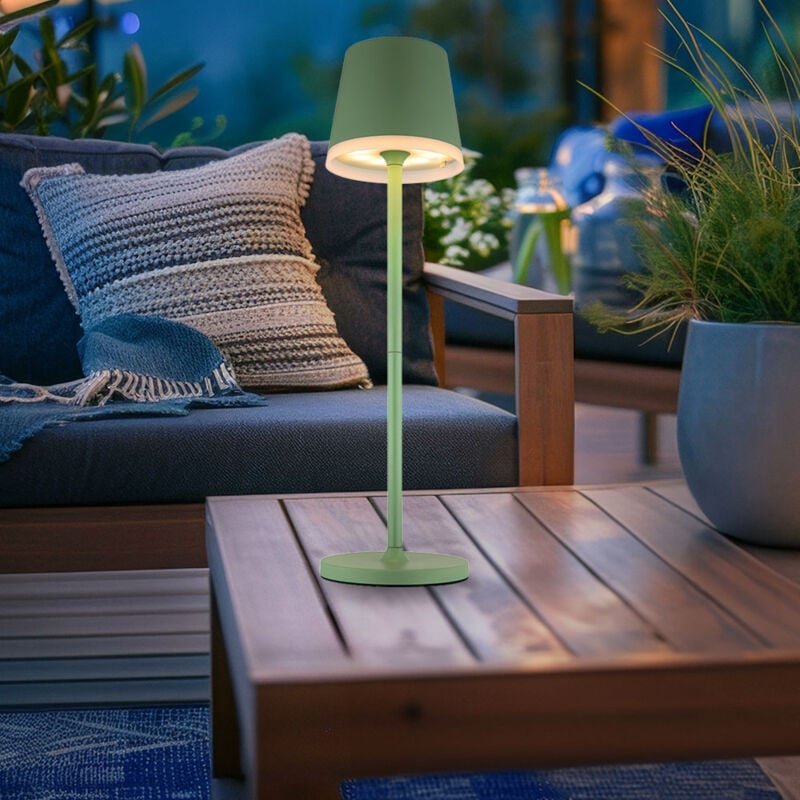 Solarleuchte led Tischlampe Außenleuchte silber Akku Gartenleuchte Terrassenlampe, Metall Kunststoff satiniert, spritzwa...
