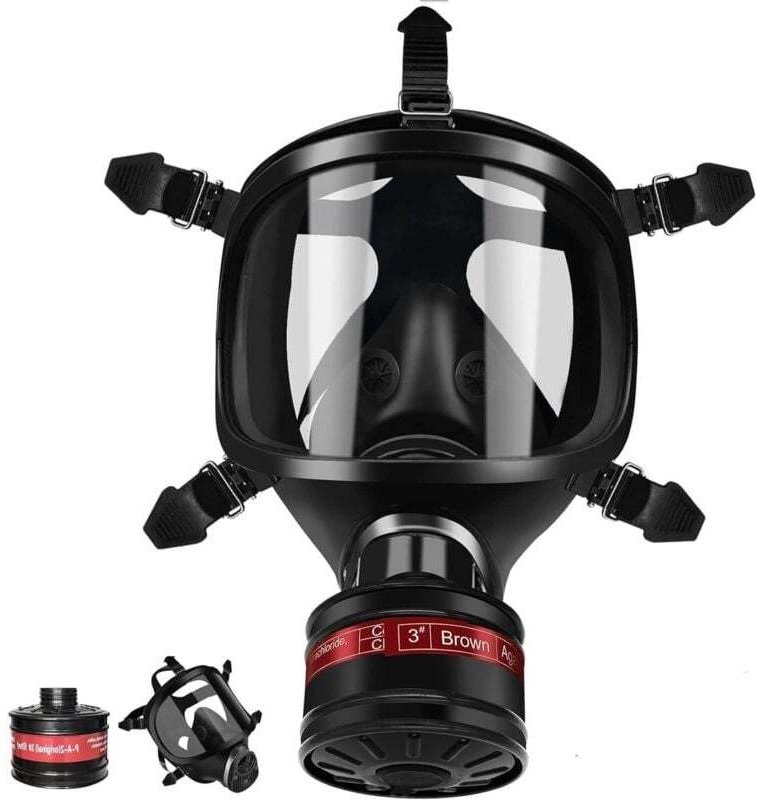 Vollgesichts-Atemschutzmaske mit 40-mm-Aktivkohlefilter, Vollgesichts-Gasmaske für Industrie, Polieren, Lackieren, Staub...