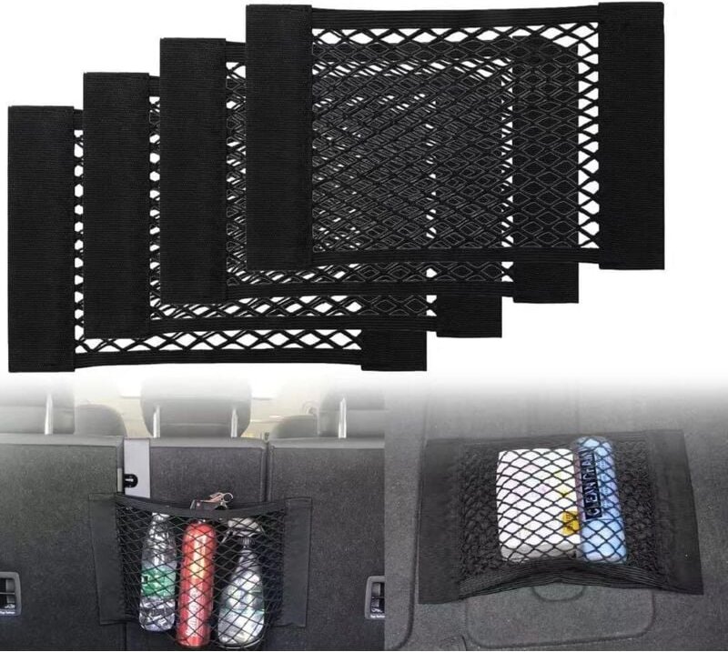 Thumbnail - Kofferraum Netztasche 4 Stück Auto Gepäcknetz, 40 x 25cm, Universal Kofferraumnetz Schutznetz Elastisch Kofferraum Aufbe...
