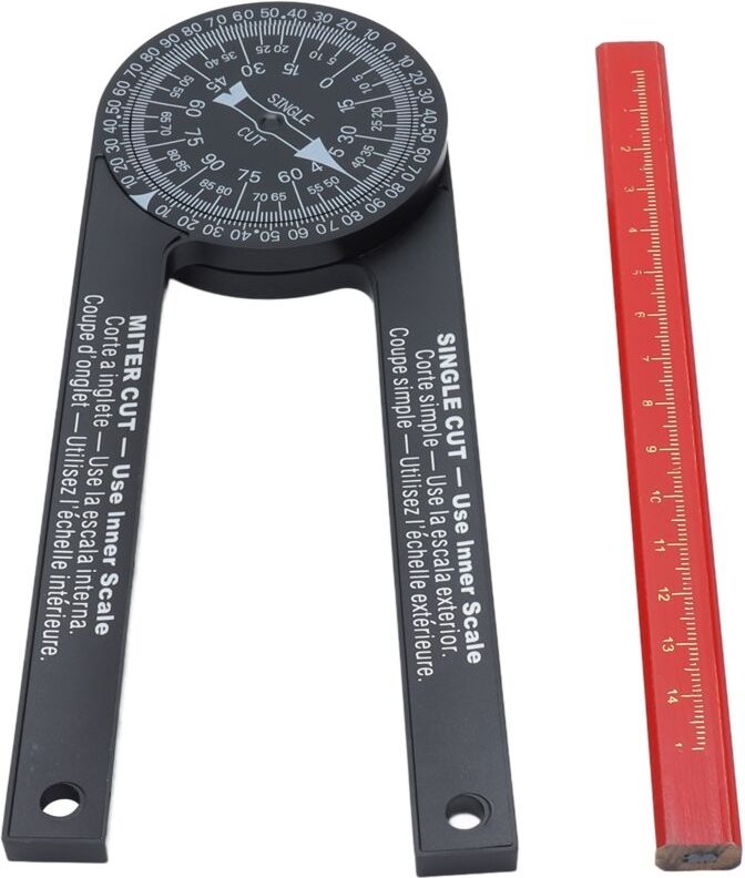 Tragbarer 360°-Winkelmesser aus ABS-Kunststoff für präzise Holzarbeiten mit Zimmermannsbleistift – einfaches Messen und ...