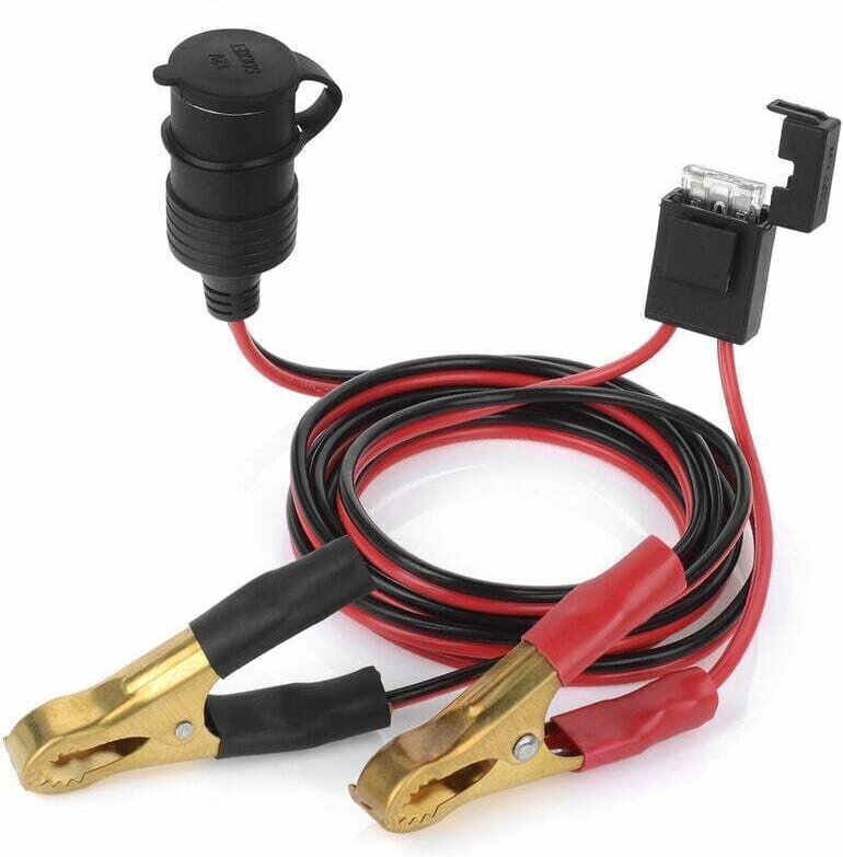 12V/24V Kfz-Zigarettenanzünderstecker (weiblich) mit Krokodilklemmen-Anschlusskabel für die Autobatterie (2 Fuß langes V...