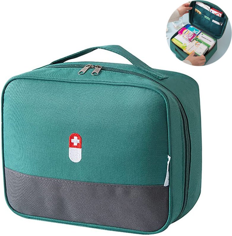 Leerer, verschließbarer Erste-Hilfe-Kasten, Medikamentenorganizer aus Oxford-Gewebe