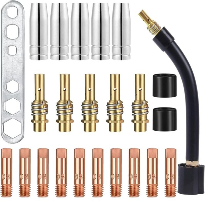 24 Stück/Schweißdüsen-Kontaktspitzen MB 15 AK MIG MAG Schweißbrenner-Kontaktspitze 0,8 M6 Gasdüse, konische Gasdüse, Kon...