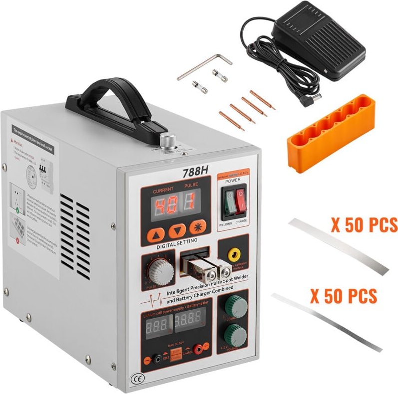 Akku-Punktschweißgerät, 788H Pulsmaschine mit 2 Modi und led, tragbare Hochleistung für 0,15 mm Nickel, 18650, 14500 Akk...
