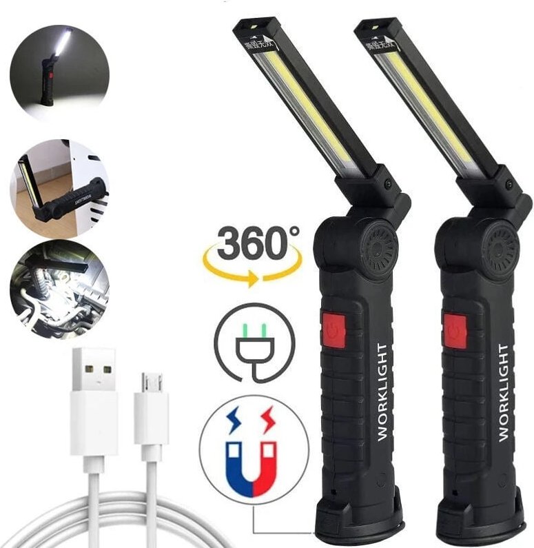 Thumbnail - Gabrielle - 2 x wiederaufladbare LED-Handarbeitsleuchte, Werkstattlampe, Taschenlampe, LED-Handarbeitsleuchte mit Magnet...