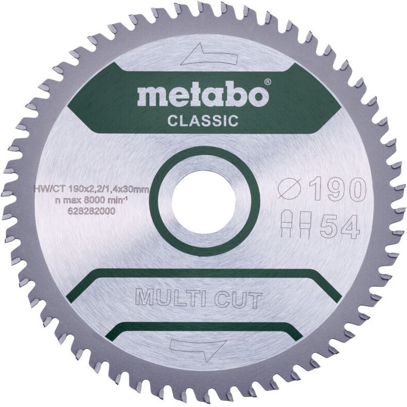 Metabo - Sägeblatt 'multi cut - classic', 190x2,2/1,4x30 Z54 fz/tz 5° (628282000)