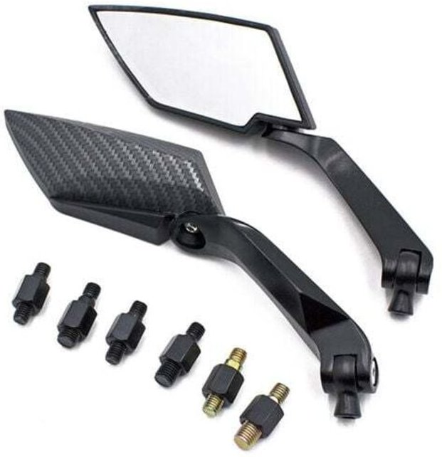 Motorrad-Rückspiegel, Universal-Aluminium-Motorrad-Rückspiegel (schwarz), 2 Stück (1 Paar)