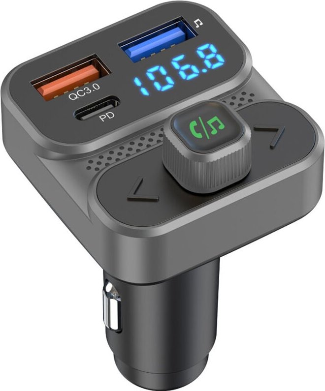 Bluetooth-Autoradio, Bluetooth 5.3 FM-Transmitter mit 36 W PD + Dual-USB-Schnellladefunktion, Bluetooth-Zigarettenanzünd...