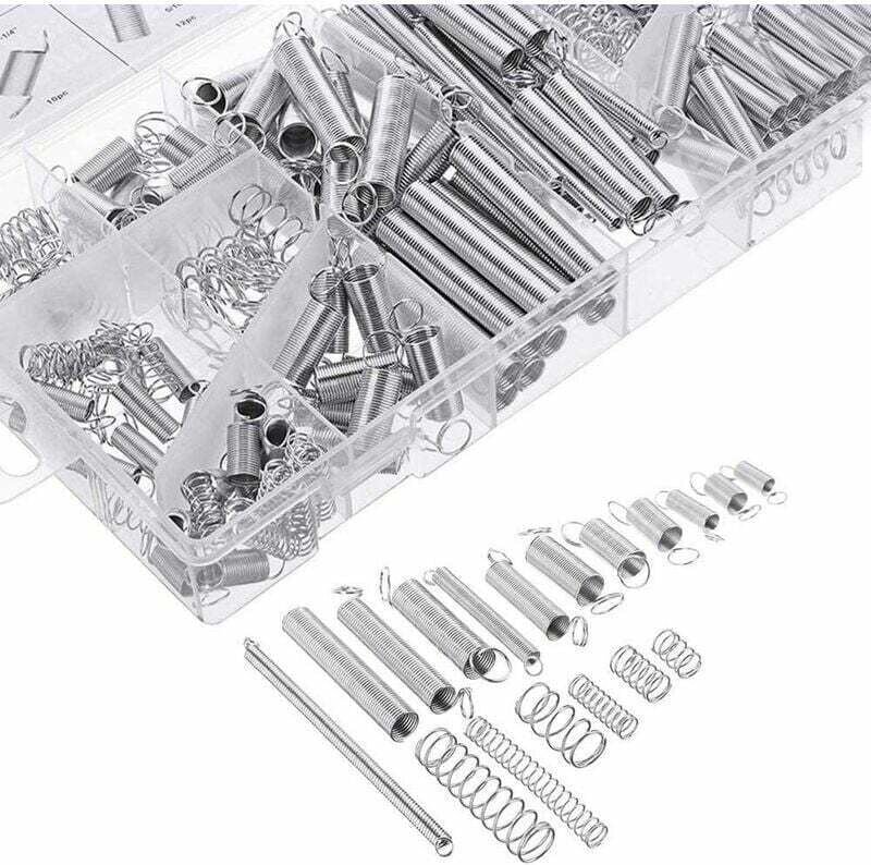 200 Stück Federsortiment Zugfedern Verschiedene kleine Zug- und Druckfedern mit Aufbewahrungsbox