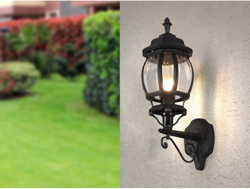 Außenwandleuchte elvo Laterne stehend, Aluminium Schwarz Höhe 49cm