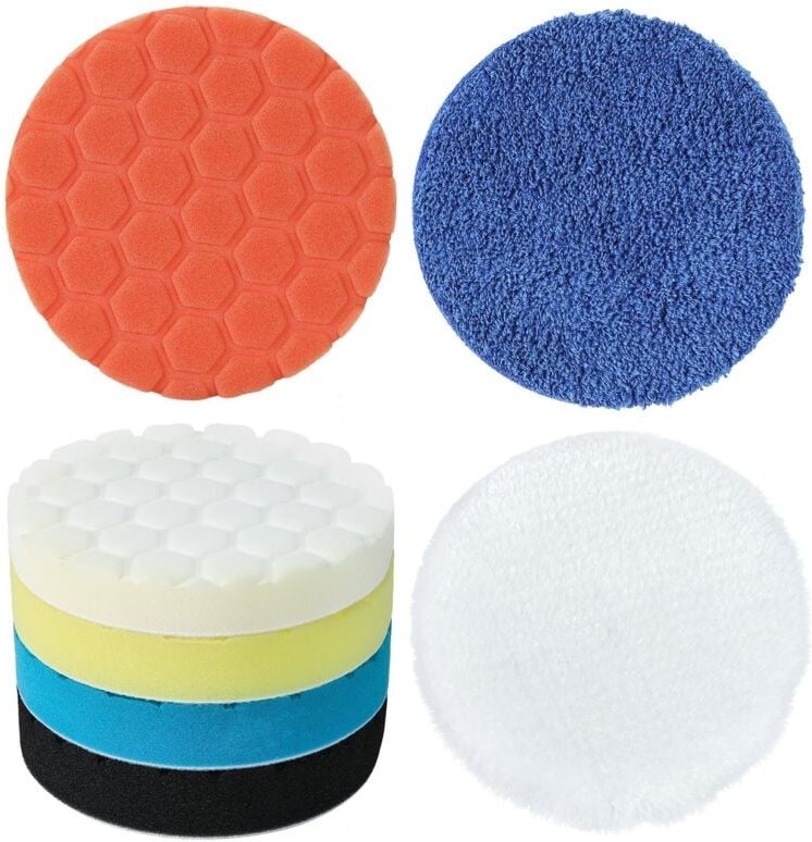 6-Zoll-Polierpads – 7-teilig, 150 mm Trägerplatte für 6 Zoll 150 mm Auto-Polierschwammpads und Woll-Polierpad-Set zum Po...