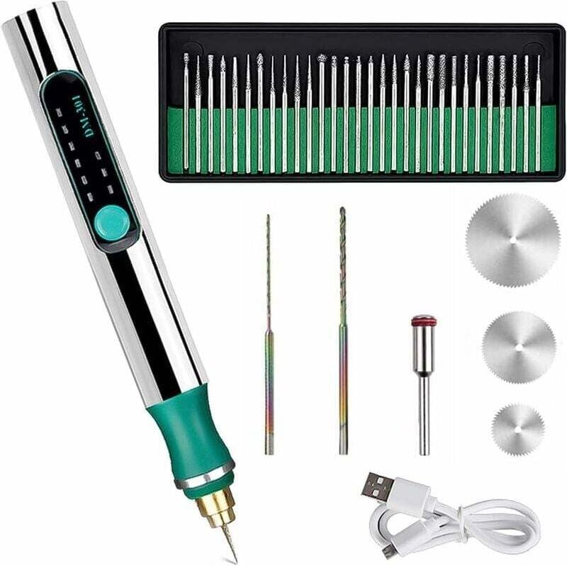 Elektrischer Gravierstift, Mini-Gravierwerkzeug, kabelloses USB-Elektro-Rotationswerkzeug, 3 Stufen - Tigrezy