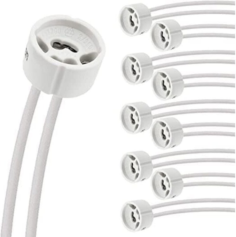 GU10 Sockel mit Kabel für LED- und Halogenlampen GU10 Einbaurahmen, 230V LED Lampenhalter Solide Keramik Sockel mit Sili...