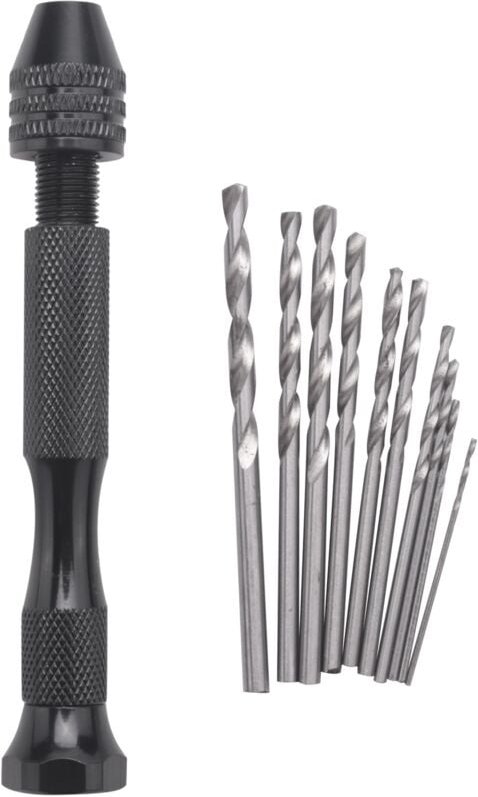 Mini Mikro Aluminum Handbohrmaschine mit Schnellspannbohrfutter +10 Spiralbohrer Praezisionswerkzeuge