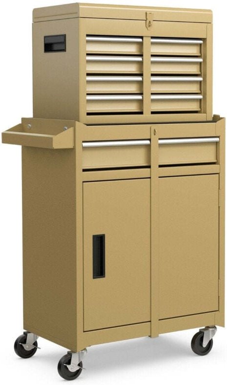 2-in-1-Werkzeugwagen mit 5 Schubladen und verstellbarem Regal