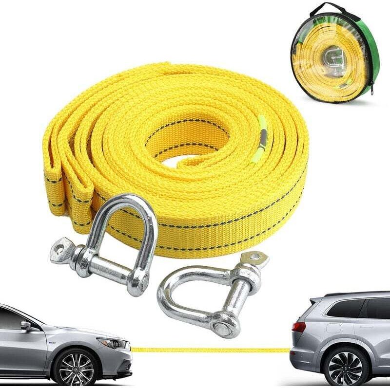 Hochfestes Abschleppseil mit zwei D-förmigen Sicherheitshaken für die Winde, Tragfähigkeit 5 Tonnen und Länge 5 m.