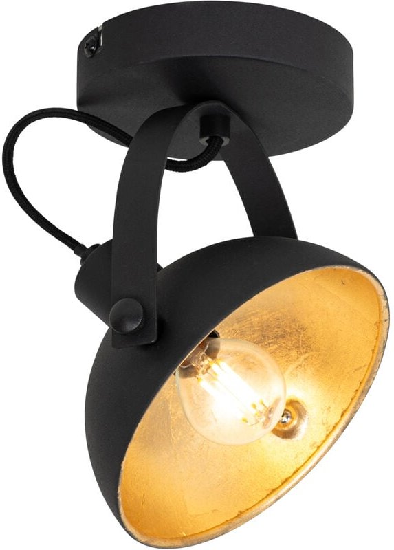 Industrielle Deckenleuchte schwarz mit Gold 15 cm verstellbar – Magnax