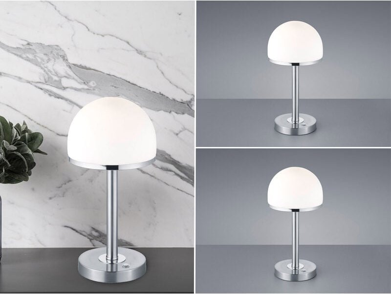 Thumbnail - Led Tischleuchte 2er Set Silber mit Glas Lampenschirm dimmbar, Höhe 39cm