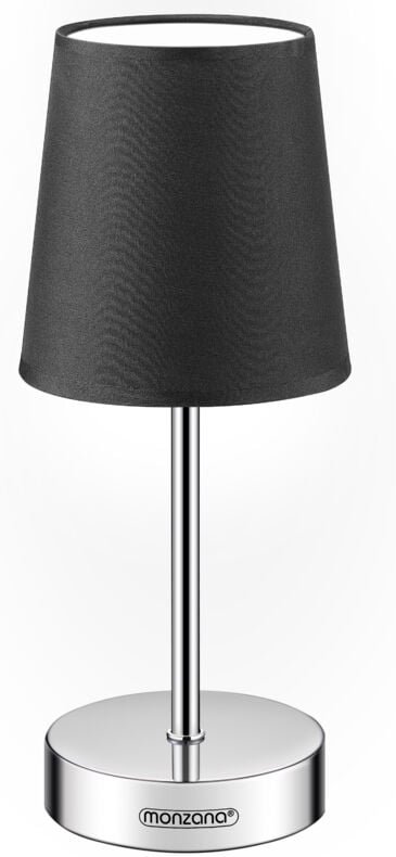 Nachttischlampe Stoffschirm 32cm Hoch E14 Chrom 15W Wohnzimmer Schlafzimmer Büro Flur Metall Schirm Tischlampe Tischlamp...