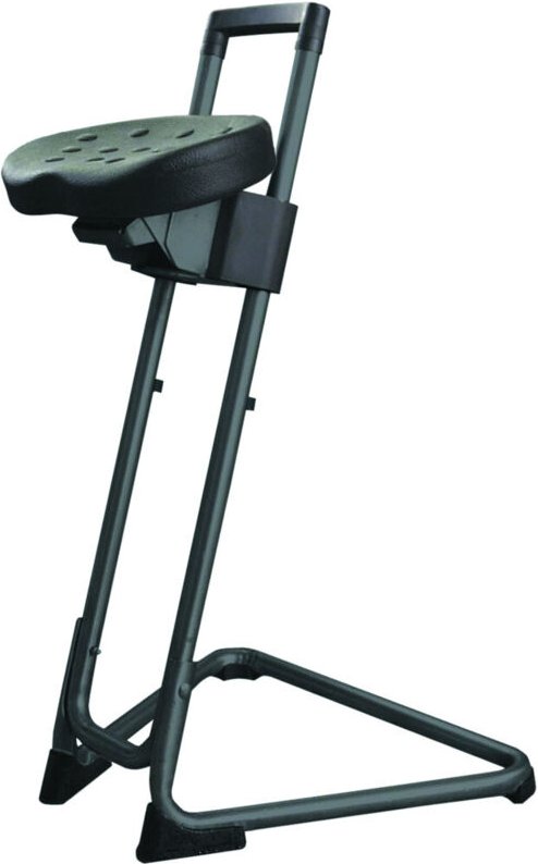 STIER Stehhilfe mit Stahlgestell schwarz Sitzhöhe 600-850 mm PU-Sitz