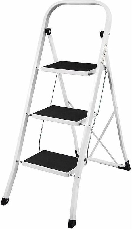 Stahl Trittleiter Klappbare Trittleiter 3 Stufen Leiter mit breitem Pedal Rutschfeste Füße Sicherheit Robuster Tritthock...