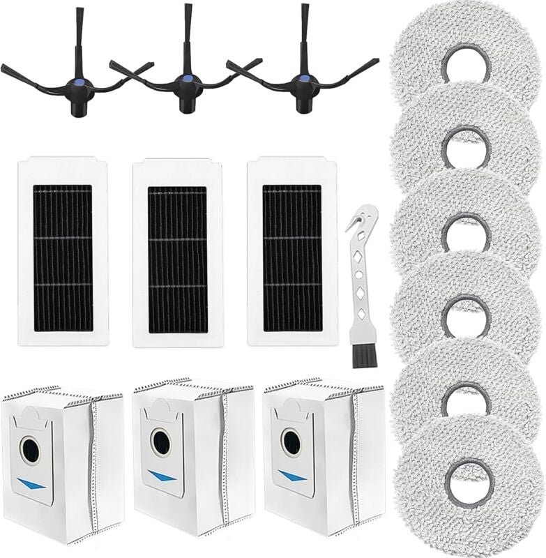 Passendes Zubehör für ECOVACS DEEBOT X5 Omni / X5 Pro Roboterstaubsauger Ersatzteil, 6 Tücher + 3 Staubbeutel + 3 Seiten...