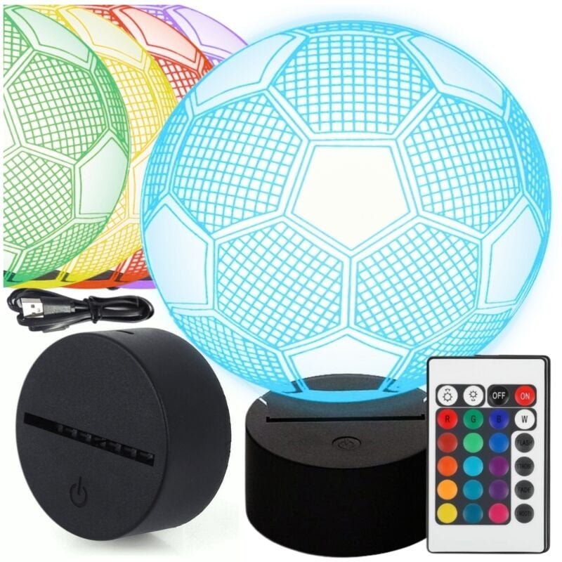 3D LED Kugel Nachtlampe für Schreibtisch, Deko, Kinder, Touch, USB + Fernbedienung