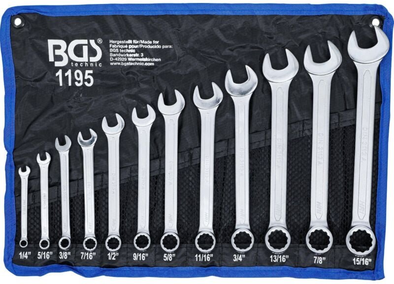 Bgs Technic - Maul-Ringschlüssel-Satz Zollgrößen sw 1/4' - 15/16' 12-tlg.
