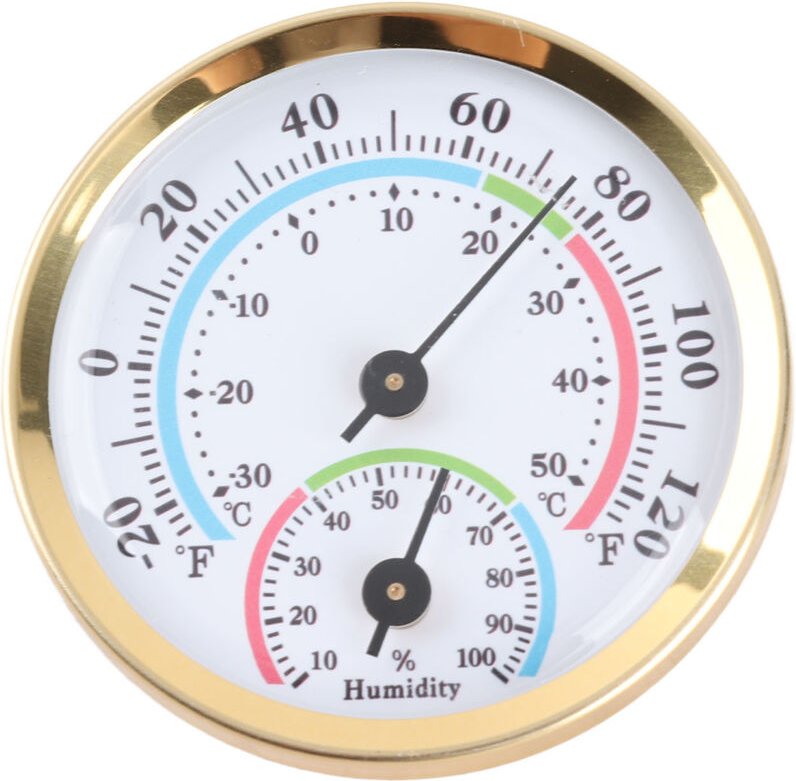 Mini-Analog-Thermometer-Hygrometer für den Innenbereich – Mini-Thermohygrometer aus Aluminium (5,5 x 5,5 x 1,2 cm), batt...