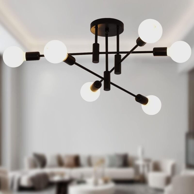 Kronleuchter Moderne Pendelleuchte 6 Lichter Metall Industrielle Vintage Halterung Kronleuchter für Wohnzimmer Esszimmer...