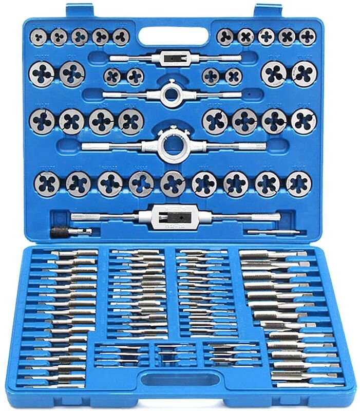 UISEBRT Gewindeschneidsatz 110tlg, Gewindeschneidzeug-Satz für metrische Innen- und Außengewinde, Gewinde Schneider Bohr...