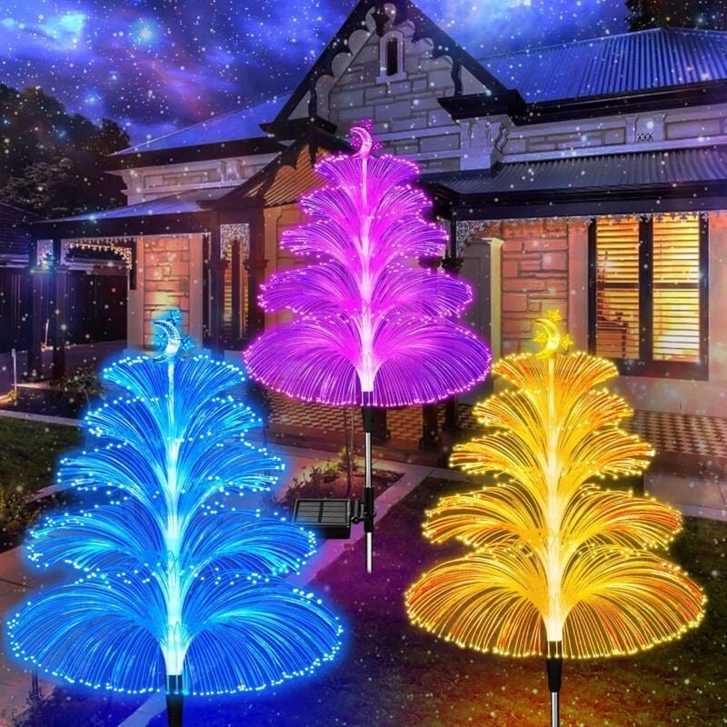 3er-Pack Solar-Weihnachtsbaum-Lichter für den Außenbereich, wasserdicht, 5-lagige Glasfaser, 7 wechselnde Farben für den...