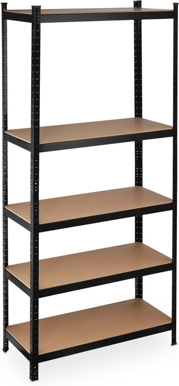 Schwerlastregal xl, Traglast 1325 kg, 220x100x45 cm, 5 Böden, zum Stecken, Stahl, für Keller & Garage, schwarz - Relaxda...