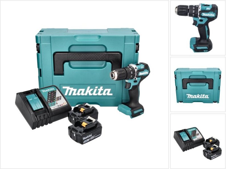 Dhp 487 rmj Akku Schlagbohrschrauber 18 v 40 Nm Brushless + 2x Akku 4,0 Ah + Ladegerät + Makpac - Makita