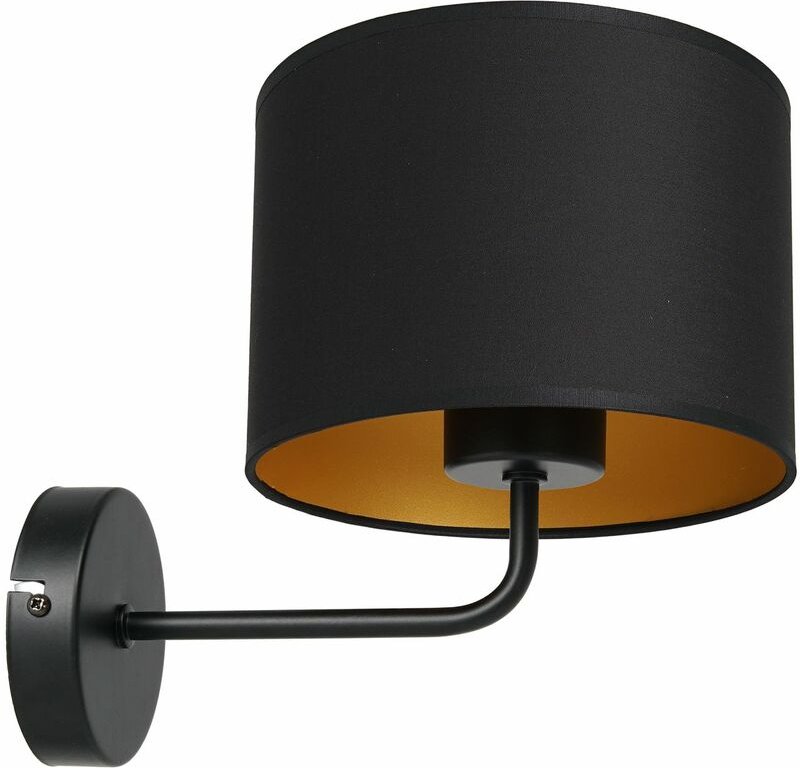 Licht-erlebnisse - Wandleuchte Schwarz Gold E27 Stoff Metall Wandlampe Schlafzimmer Wohnzimmer