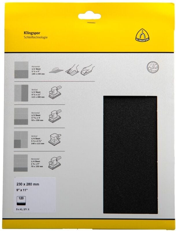 Klingspor KL 371 X S.a.U. Bogen, 230 x 280 mm Korn 240, SB-verpackt im Reiter