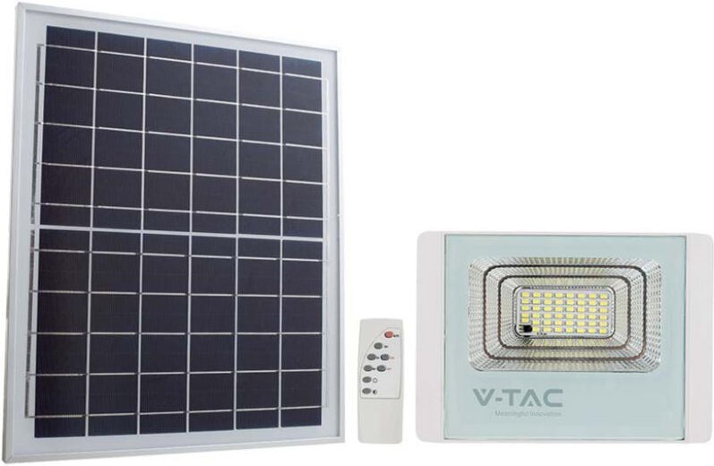 Vtac - Solar-Flutlicht - IP65 - Weißes Gehäuse - 2450 Lumen - 4000K