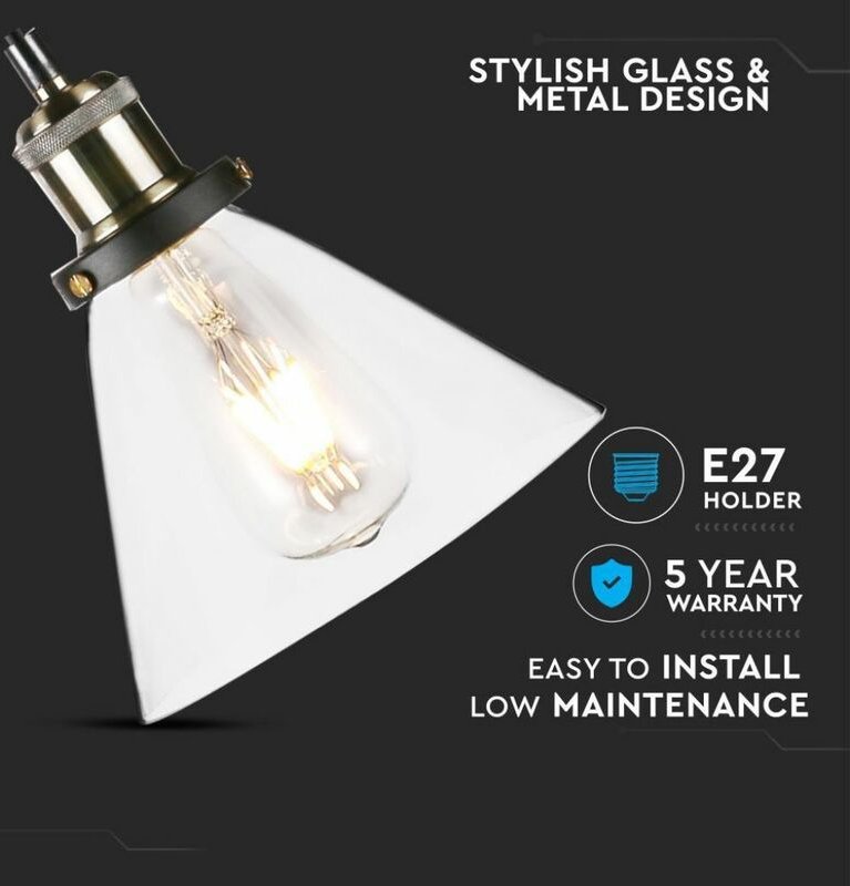 Design Decken Pendel Leuchte Hänge Beleuchtung Lampe Strahler IP20 E27 Glas Lampenschirm vtac 3738