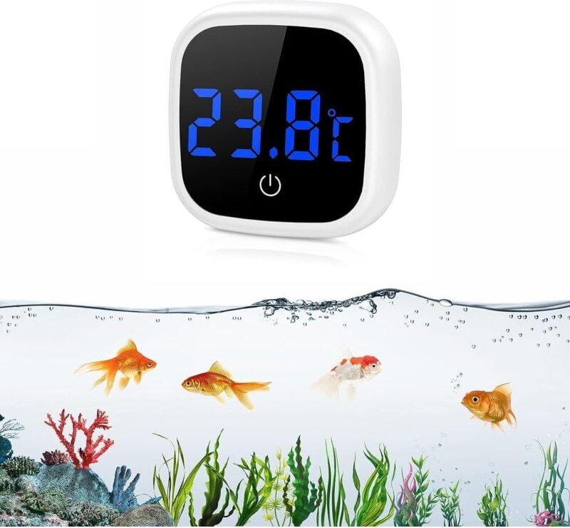 Aquarium-Thermometer, Mini-Digital-Aquarium-Thermometer, LED-Anzeige, Touchscreen, genaue elektronische Temperaturmessun...